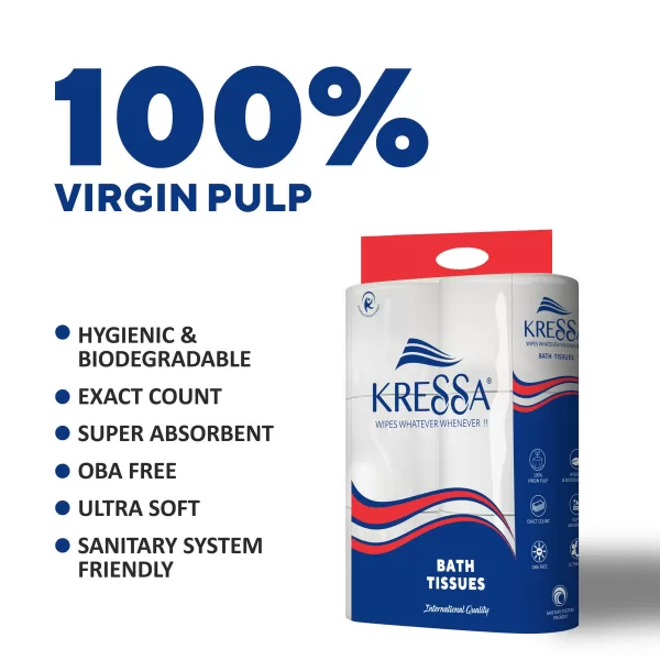 Kressa virgin pulp toilet paper roll