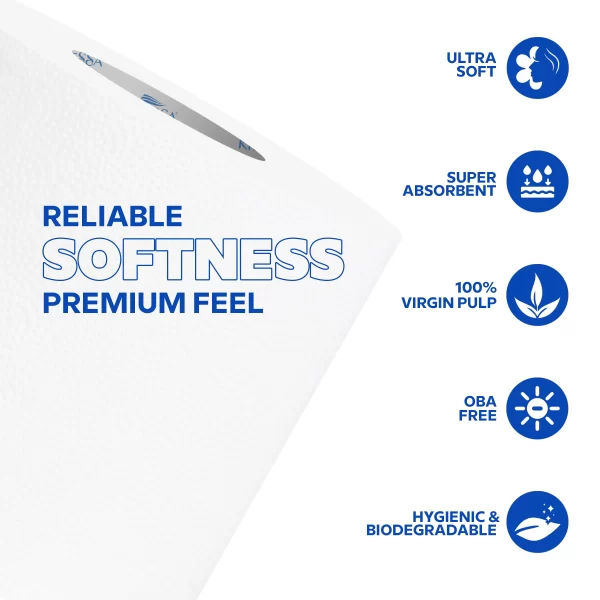 Kressa Toilet Tissue Roll 2 Ply 240 Pulls Per Roll - 4 Rolls - Image 7