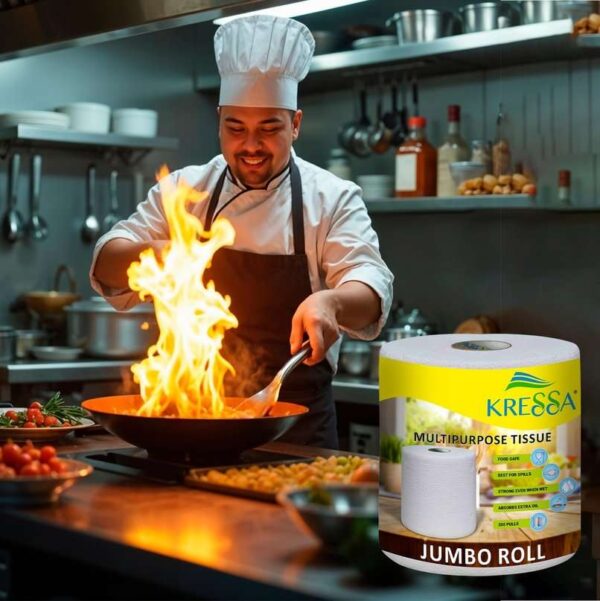 Kressa Jumbo Multipurpose Kitchen Tissue Roll 1 Roll Total 300 Sheets 2 Ply - Image 8