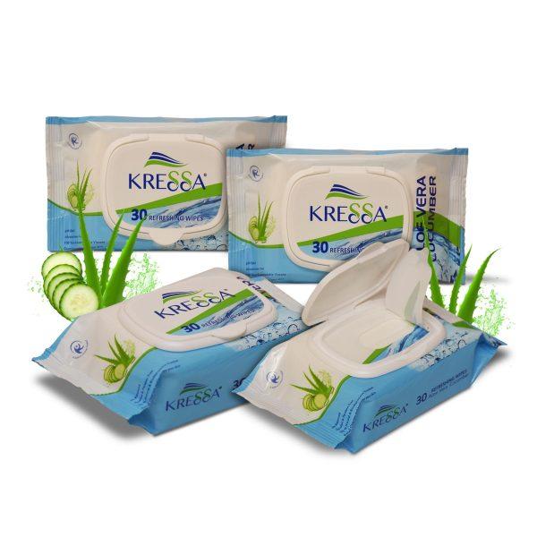 Kressa Wet Wipes Aloe Vera Cucumber Pack Of 4 Total 120 Wipes
