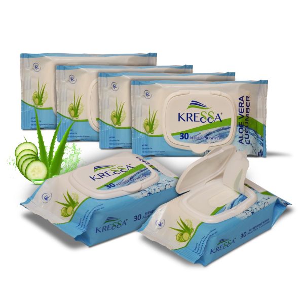 Kressa wet wipes Aloevera cucumber pack of 6