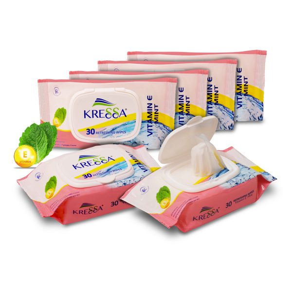Kressa wet wipes vitamine mint pack of 6