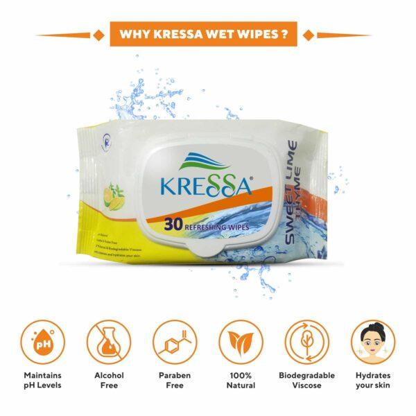 Kressa Face Wet Wipes Sweet Lime Thyme