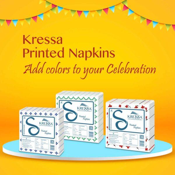 Kressa Paper Napkins Printed | 2 Ply Printed Tissue Paper Napkins