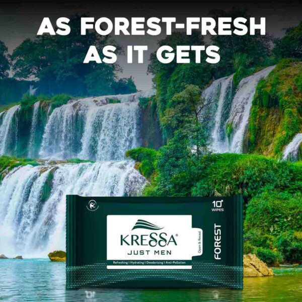 Kressa Face Wipes For Men | Forest | Refreshing Anti-Pollution Pack Of 2- 20 Wipes - Image 2