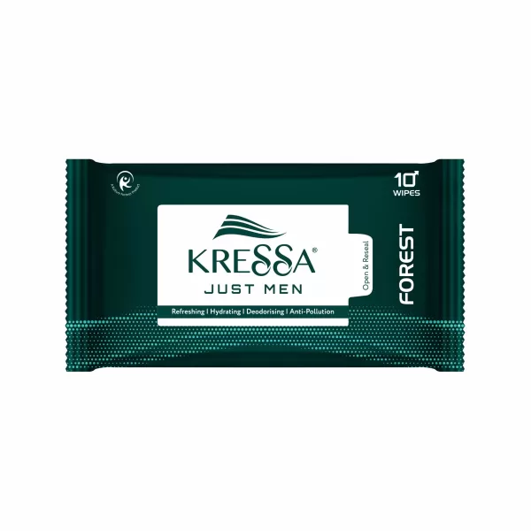 Kressa Refreshing Men Face Wipes Forest | Anti-Pollution Pack of 10