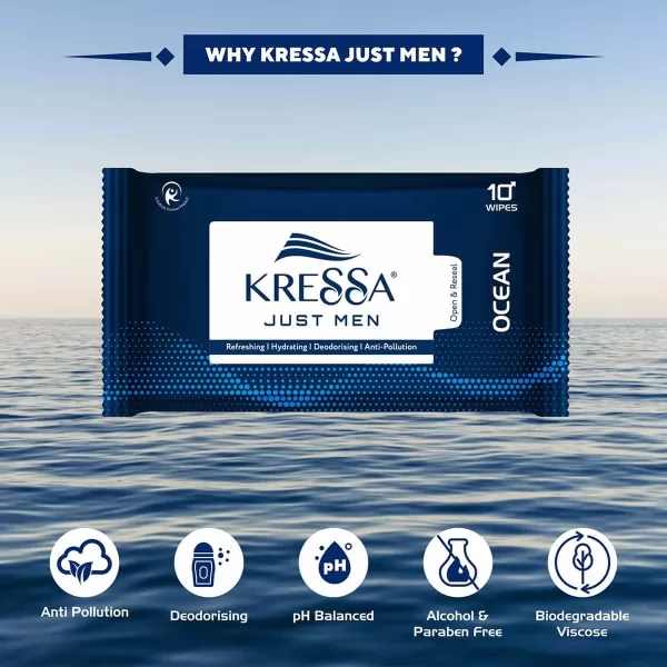 Kressa Men face wipes Ocean pack of 2