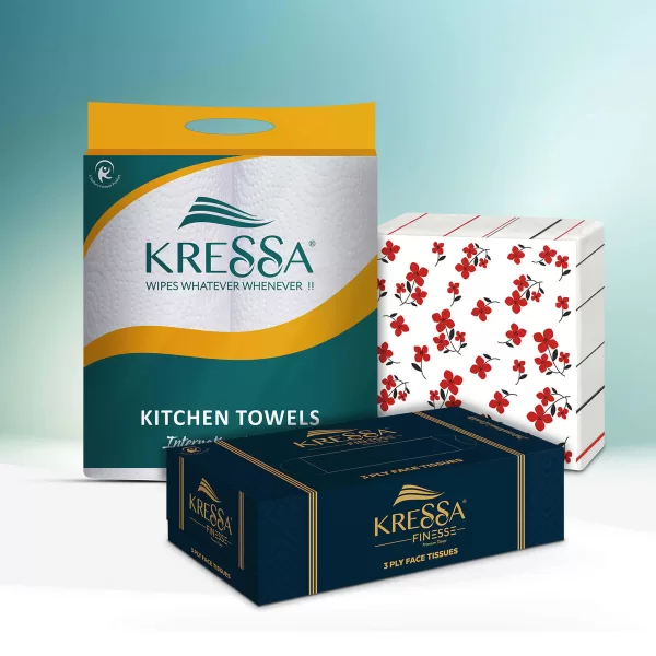 Kitchen Tissue, Face Tissue, Printed Paper Napkins combo pack