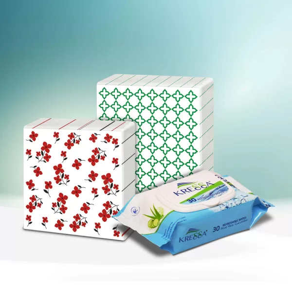 printed napkin and wet wipes combo pack