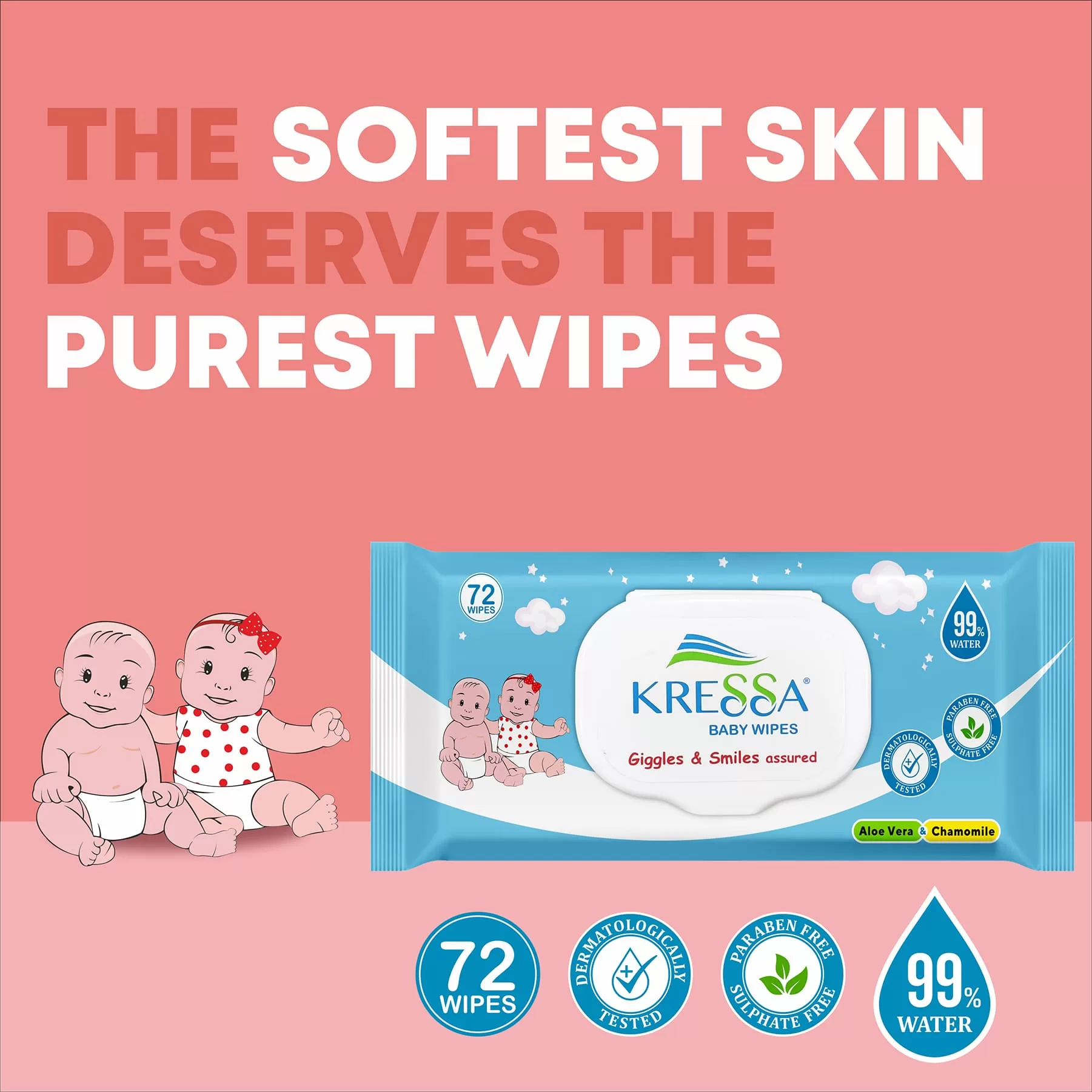 99% Water Wipes - Higher Level of Purity