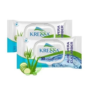Kressa Refreshing Wet Wipes Pack of 2 - 60 Wipes