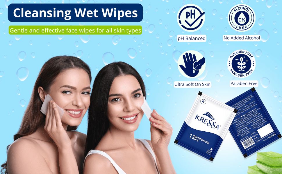 Refreshing and cleasing wipes Singles pack