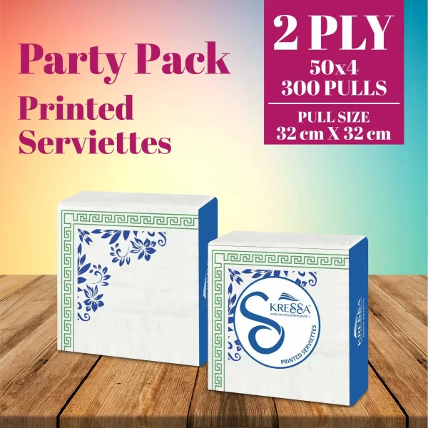 Kressa Printed Napkins For Party | 2 Ply Printed Tissue Paper - Pack of 4 - Image 3