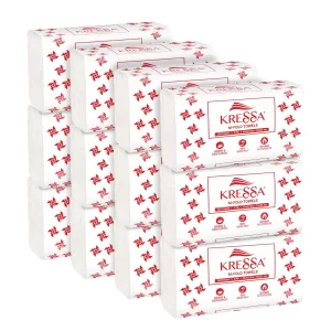 Kressa Multi Fold Paper Hand Towels | M Fold | 150 x 12 = 1800 (Pack Of 12)