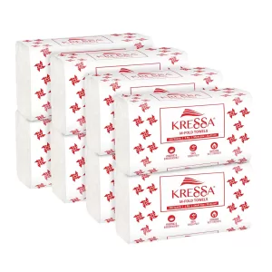 Kressa Multi Fold Paper Hand Towels | M Fold | 150 x 8 = 1200 (Pack Of 8)