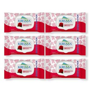 Kressa Face Wipes with Rose Water | Gentle, Moisturizing & Refreshing Face Cleansing Wipes (Pack of 6)