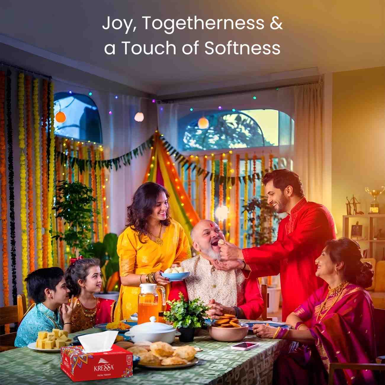 Kressa 2 Ply Facial Tissue Festive Box | 4 Boxes 100 Pulls Per Box, Total 400 Pulls - Image 5