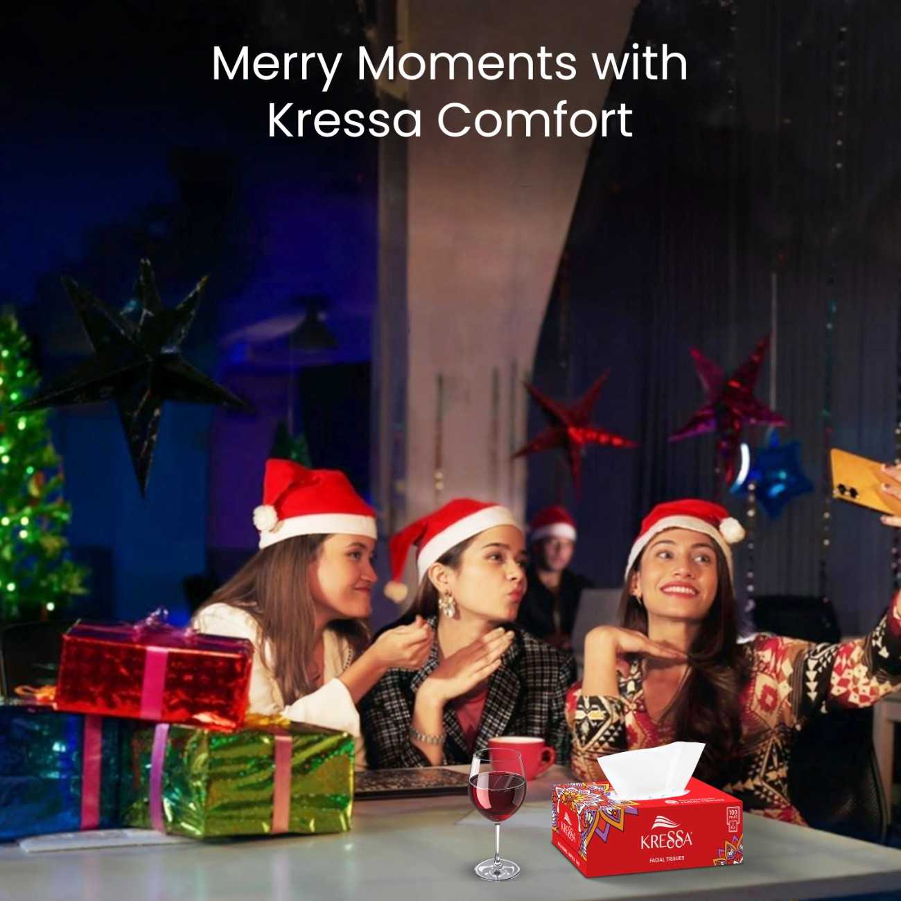 Kressa 2 Ply Facial Tissue Festive Box | 4 Boxes 100 Pulls Per Box, Total 400 Pulls - Image 8