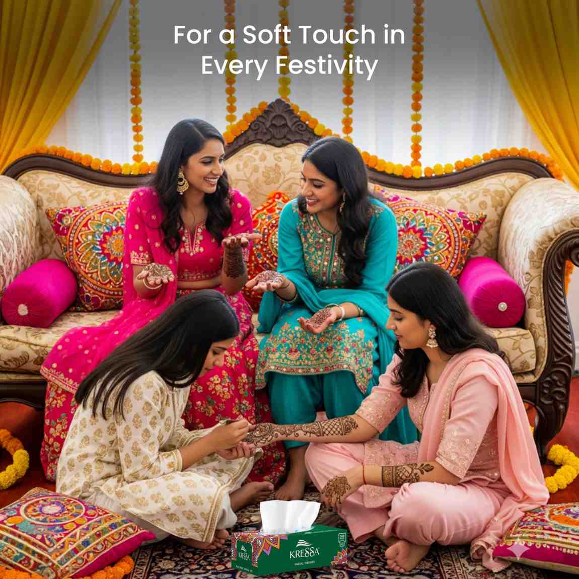 Kressa 2 Ply Facial Tissue Festive Box | 4 Boxes 100 Pulls Per Box, Total 400 Pulls - Image 7