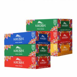 Kressa 2 Ply Facial Tissue Festive Box | 6 Boxes 100 Pulls Per Box, Total 600 Pulls