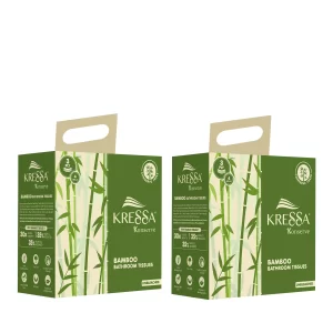 Kressa Konserve Bamboo Toilet Roll | Unbleached 3Ply, 4 Rolls 220 Pulls Each (Pack of 2)