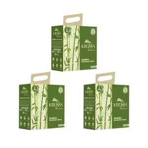 Kressa Konserve Bamboo Toilet Roll | Unbleached 3Ply, 4 Rolls 220 Pulls Each (Pack of 3)