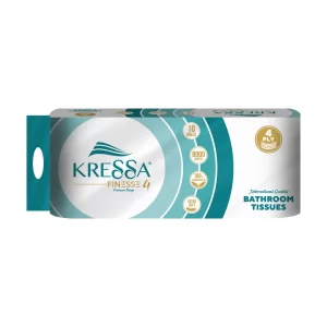 Kressa Finesse 4-Ply Toilet Paper Roll - 10 Rolls x 200 Pulls (2000 Pulls) Soft & Strong 4-Ply Toilet Tissue