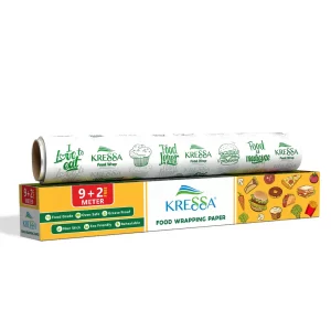 Kressa Food Wrapping Paper | 9+2 Mtrs Length | Food Grade, FDA Certified, Oven Safe, Non Stick, Grease Proof, Biodegradable
