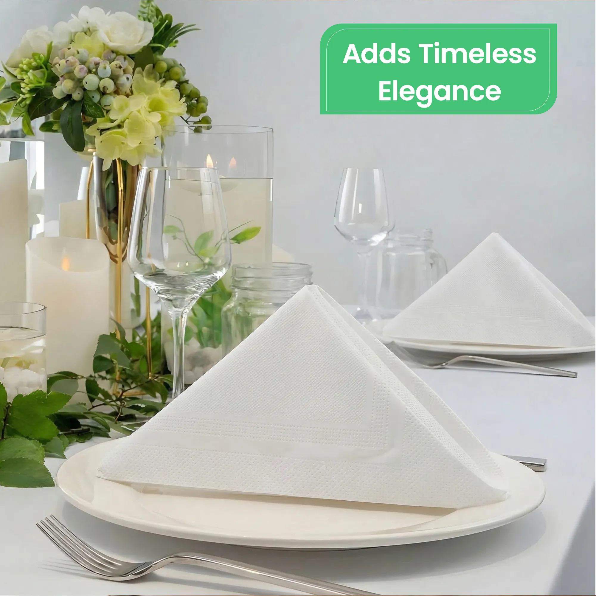 KRESSA Finesse Premium 3-Ply Paper Napkins (Pack of 6), Ultra Soft and Super Absorbent, 50 Sheets per Pack, 100% Virgin Pulp - Image 4