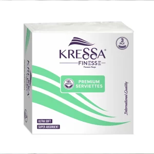KRESSA Finesse Premium 3-Ply Paper Napkins, Ultra Soft and Super Absorbent, 50 Sheets per Pack, 100% Virgin Pulp