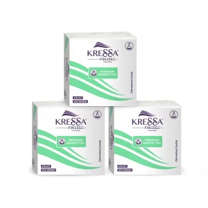 KRESSA Finesse Premium 3-Ply Paper Napkins (Pack of 3), Ultra Soft and Super Absorbent, 50 Sheets per Pack, 100% Virgin Pulp