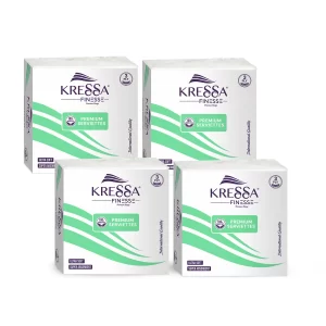 KRESSA Finesse Premium 3-Ply Paper Napkins (Pack of 4), Ultra Soft and Super Absorbent, 50 Sheets per Pack, 100% Virgin Pulp